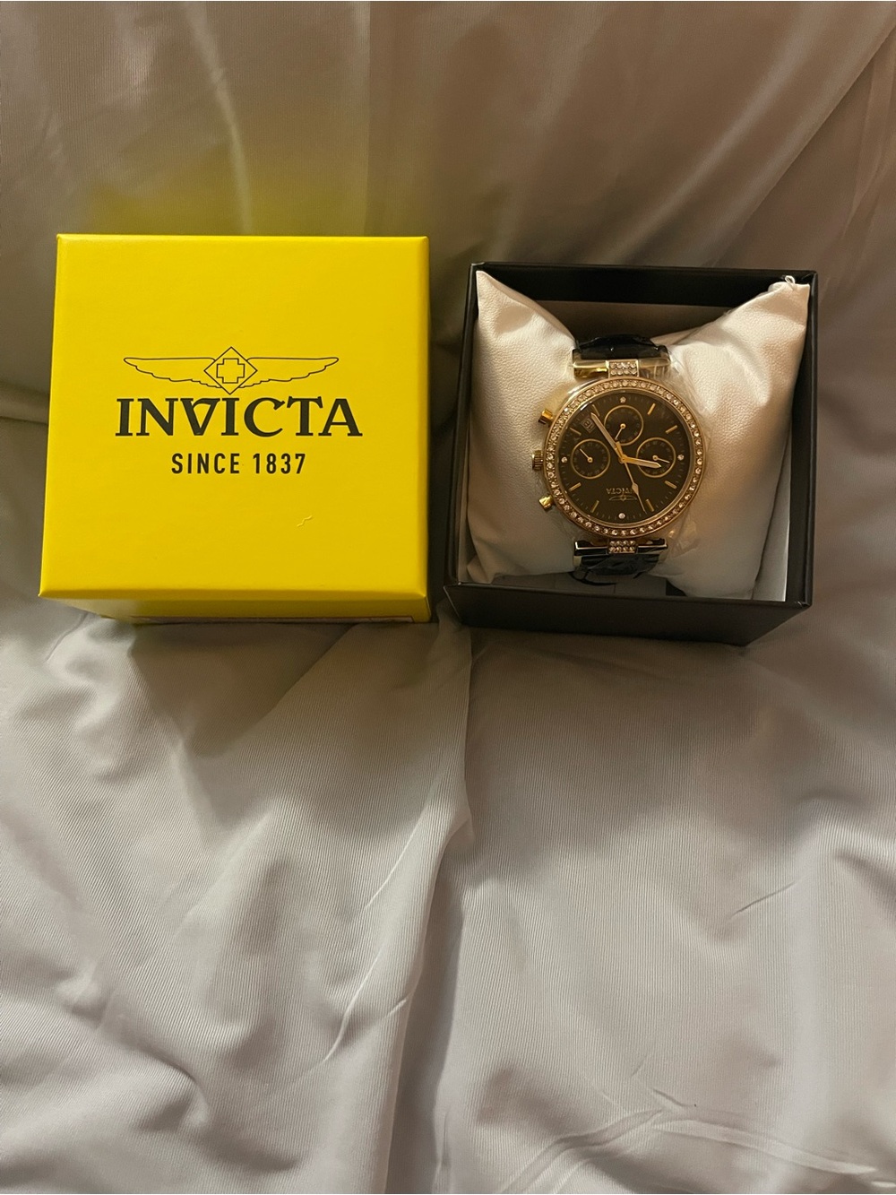 Invicta Black and Gold Chronograph Watch